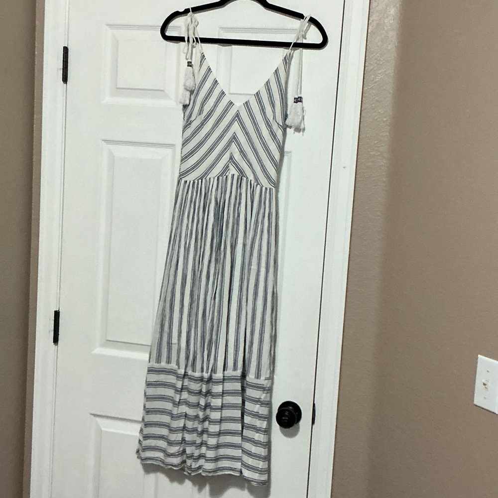 Striped Tassel midi dress